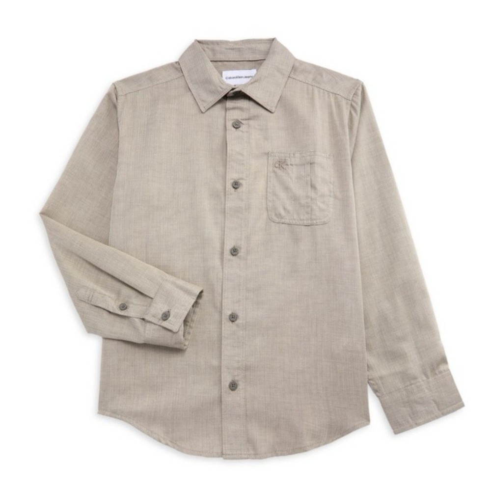 Calvin Klein Boys' Long Sleeve   Dress‎ Shirt Top Beige Color Size L 14/16
